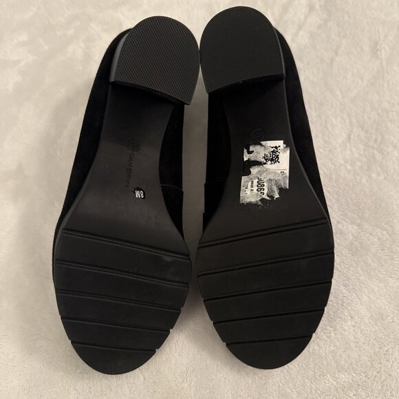 Gianni Bernini Porshaa Black Suede Loafer Heels With Gold Buckle Women's Size 8M - Picture 11 of 12